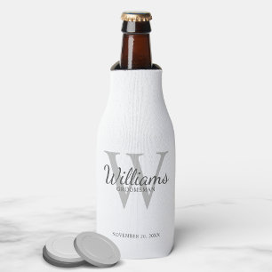 Personalised Script Groomsmen's name and Monogram Bottle Cooler