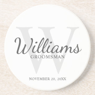 Personalised Script Groomsmen's name and Monogram Coaster