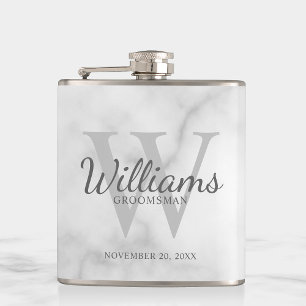 Personalised Script Groomsmen's name and Monogram  Hip Flask