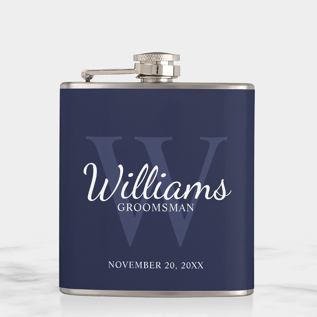 Personalised Script Groomsmen's name and Monogram  Hip Flask (Creator Uploaded)