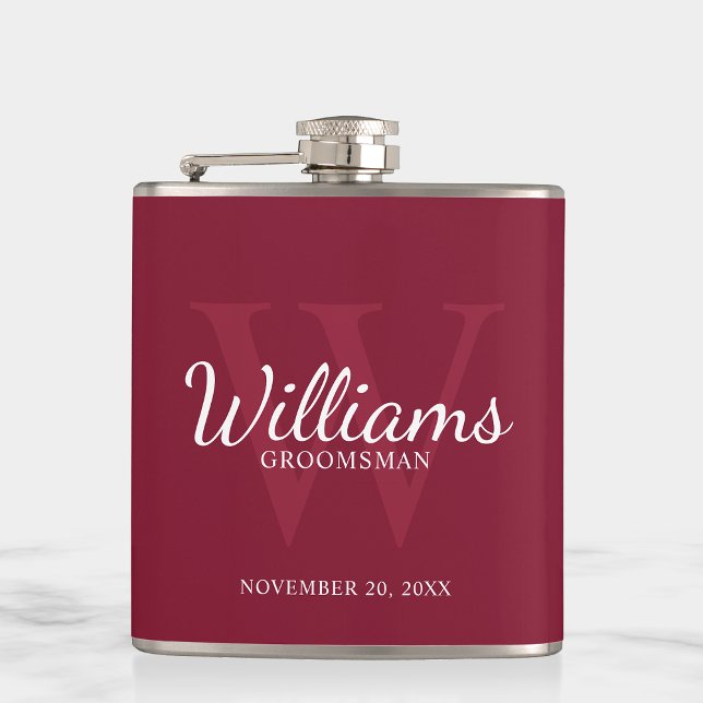 Personalised Script Groomsmen's name and Monogram  Hip Flask (Creator Uploaded)