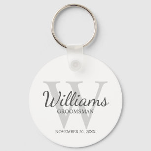 Personalised Script Groomsmen's name and Monogram Key Ring