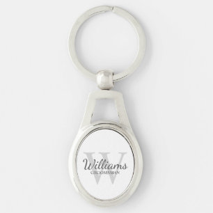 Personalised Script Groomsmen's name and Monogram Key Ring
