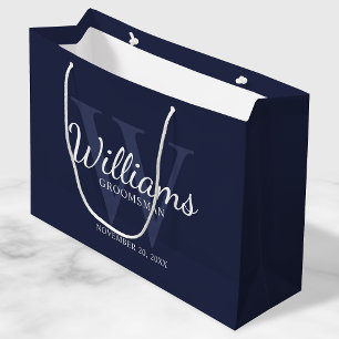 Personalised Script Groomsmen's name and Monogram Large Gift Bag