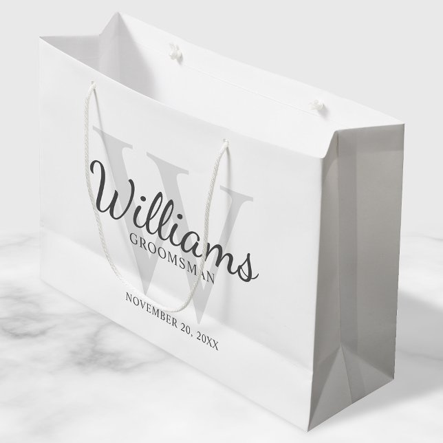 Personalised Script Groomsmen's name and Monogram Large Gift Bag (Creator Uploaded)