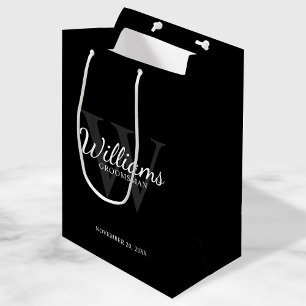 Personalised Script Groomsmen's name and Monogram Medium Gift Bag