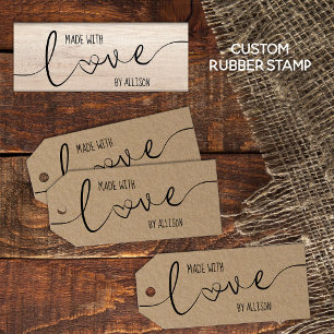 Personalised Script Lettering Made With Love Rubber Stamp