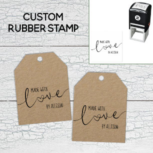 Personalised Script Lettering Made With Love 💕 Self-inking Stamp