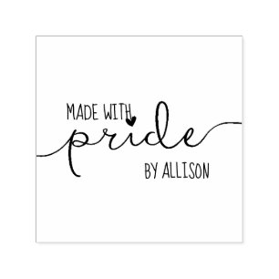 Personalised Script Lettering Made With Pride LGBT Self-inking Stamp