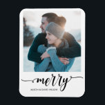 Personalised Script Merry Photo Holiday Magnet<br><div class="desc">Personalised Script Merry Photo Holiday Magnet</div>