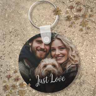 Personalised Script Message Couple Photo Key Ring