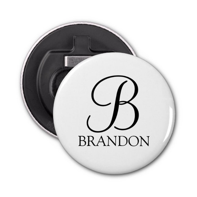 Personalised Script Monogram and Name  Bottle Opener (Front)