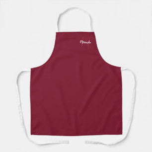 Personalised Script Monogram and Name Burgundy Red Apron