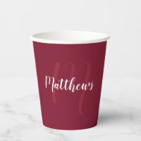 Personalised Script Monogram and Name Burgundy Red