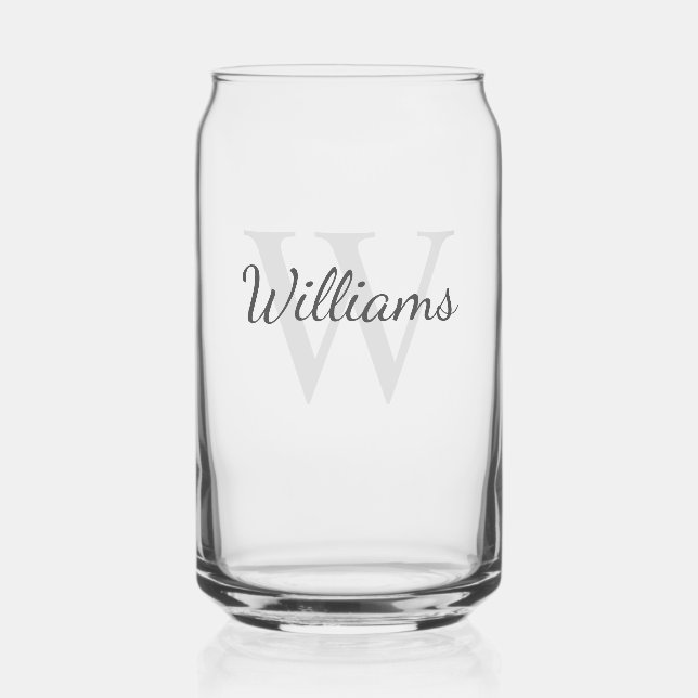 Personalised Script Monogram and Name Can Glass (Front)
