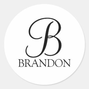 Personalised Script Monogram and Name Classic Round Sticker