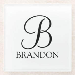 Personalised Script Monogram and Name Glass Coaster
