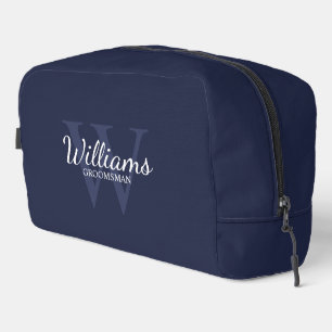 Personalised Script Monogram and Name Groomsmen Dopp Kit