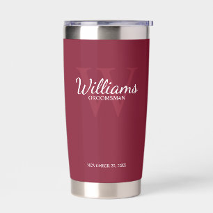 Personalised Script Monogram and Name Groomsmen Insulated Tumbler