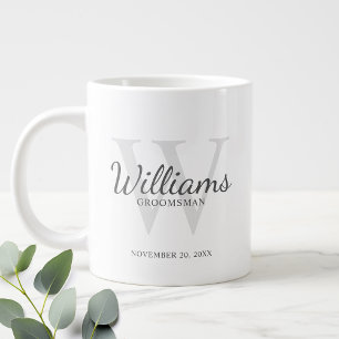 Personalised Script Monogram and Name Groomsmen Large Coffee Mug