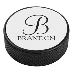 Personalised Script Monogram and Name Hockey Puck