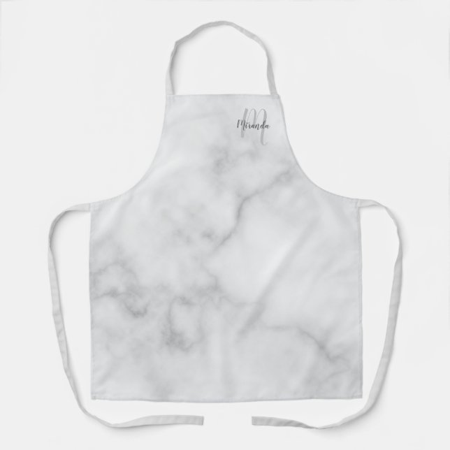 Personalised Script Monogram and Name Marble Apron (Front)