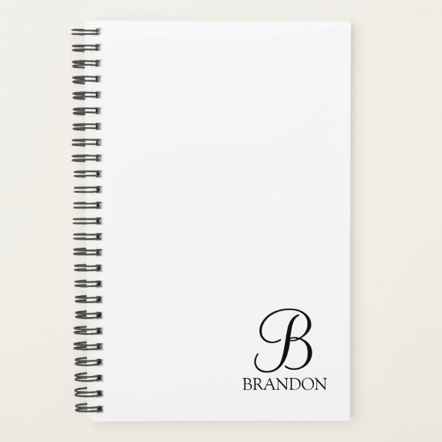 Personalised Script Monogram and Name Planner (Front)