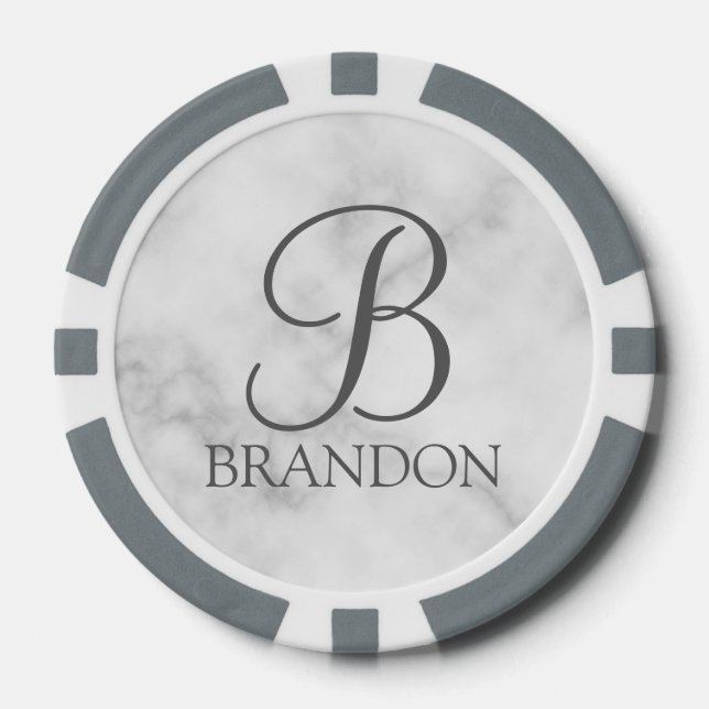 Personalised Script Monogram and Name Poker Chips (Front)