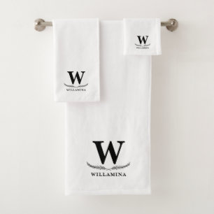 Personalised Script Monogram Initial & Name Wreath Bath Towel Set