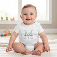 Personalised Script Name Monogram Soft Green