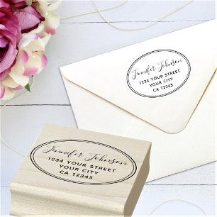 Personalised Script Name Return Address Rubber Stamp