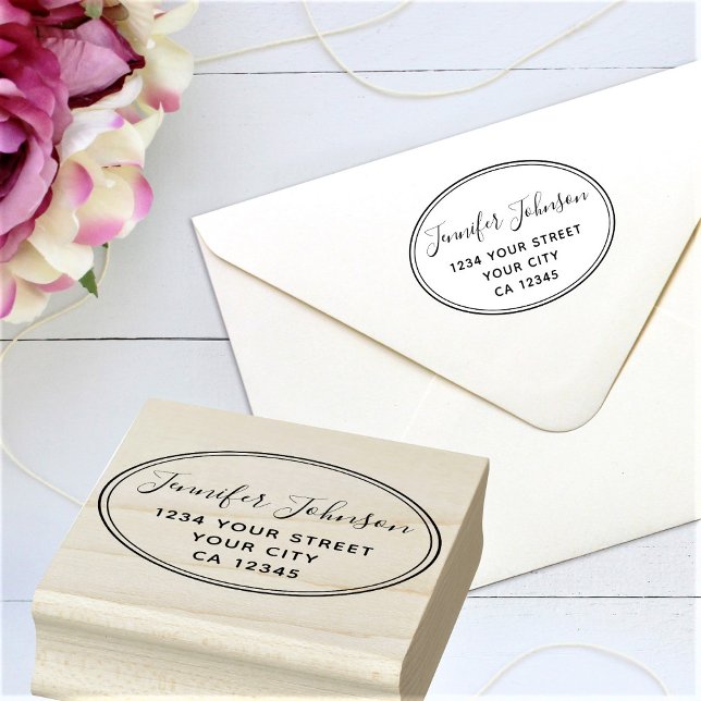 Personalised Script Name Return Address Rubber Stamp (Creator Uploaded)