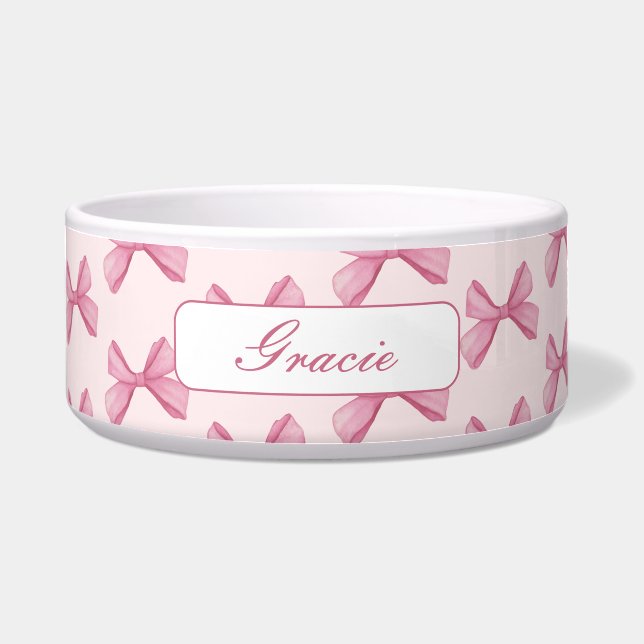 Personalised Script Pink Bow Dog (Front)