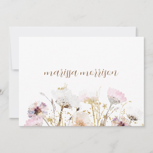 Personalised Script Signature Wildflower  Thank Yo You Card (Front)