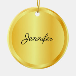 Personalised Script Template Gold Look Trendy Ceramic Tree Decoration