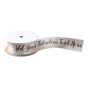Personalised script text elegant chic pink marble satin ribbon