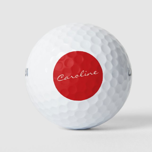Personalised Script Typography Name Christmas Red Golf Balls (Front)