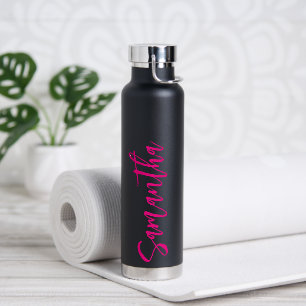 Personalised Script Your Name Neon Pink Party Water Bottle