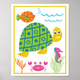Personalised Sea Creatures Kids' Art Print Set