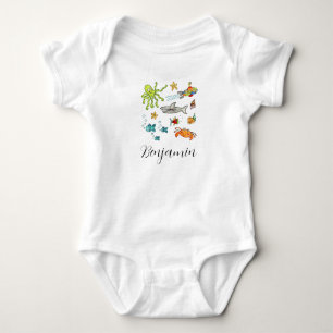 Personalised Sea Life Marine Under the Sea Baby Bodysuit