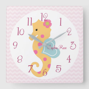 Personalised Sea Life Seahorse Nursery Clock