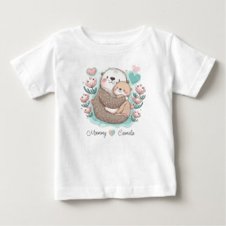 Personalised Sea Otter Love Baby T-shirt