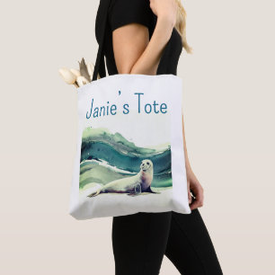 Personalised sea seal tote bag