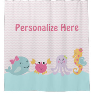Personalised Sea Sweeties Ocean Shower Curtain