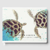 © Personalised Sea Turtle Love Wedding Guest Book