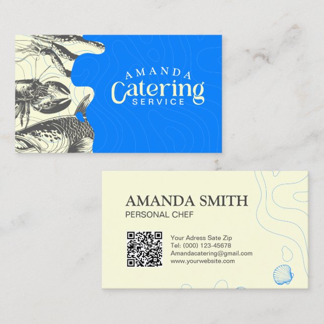 Personalised Seafood Catering Business Card (Front/Back)
