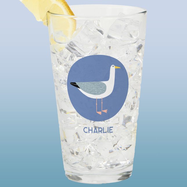 Personalised Seagull Glass (Personalized name seagull glass tumbler)