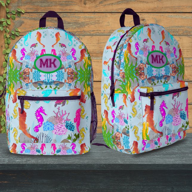 Personalised Seahorse Ocean Kids Backpack, Custom  Printed Backpack (Creator Uploaded)