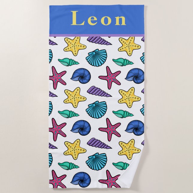 Personalised Seashell  Beach Towel (Front)
