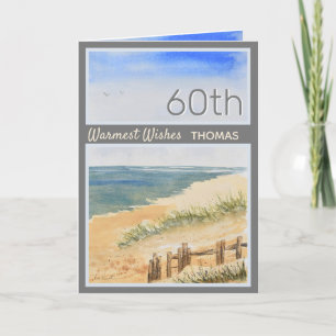 Personalised Seashore Beach 60th Birthday Card